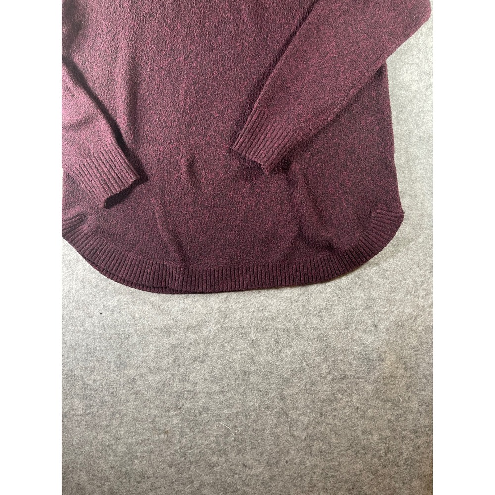 Tahari Womens XL Cowl Neck Sweater Burgundy Marl Knit Long Sleeve Curved Hem - Picture 3 of 7